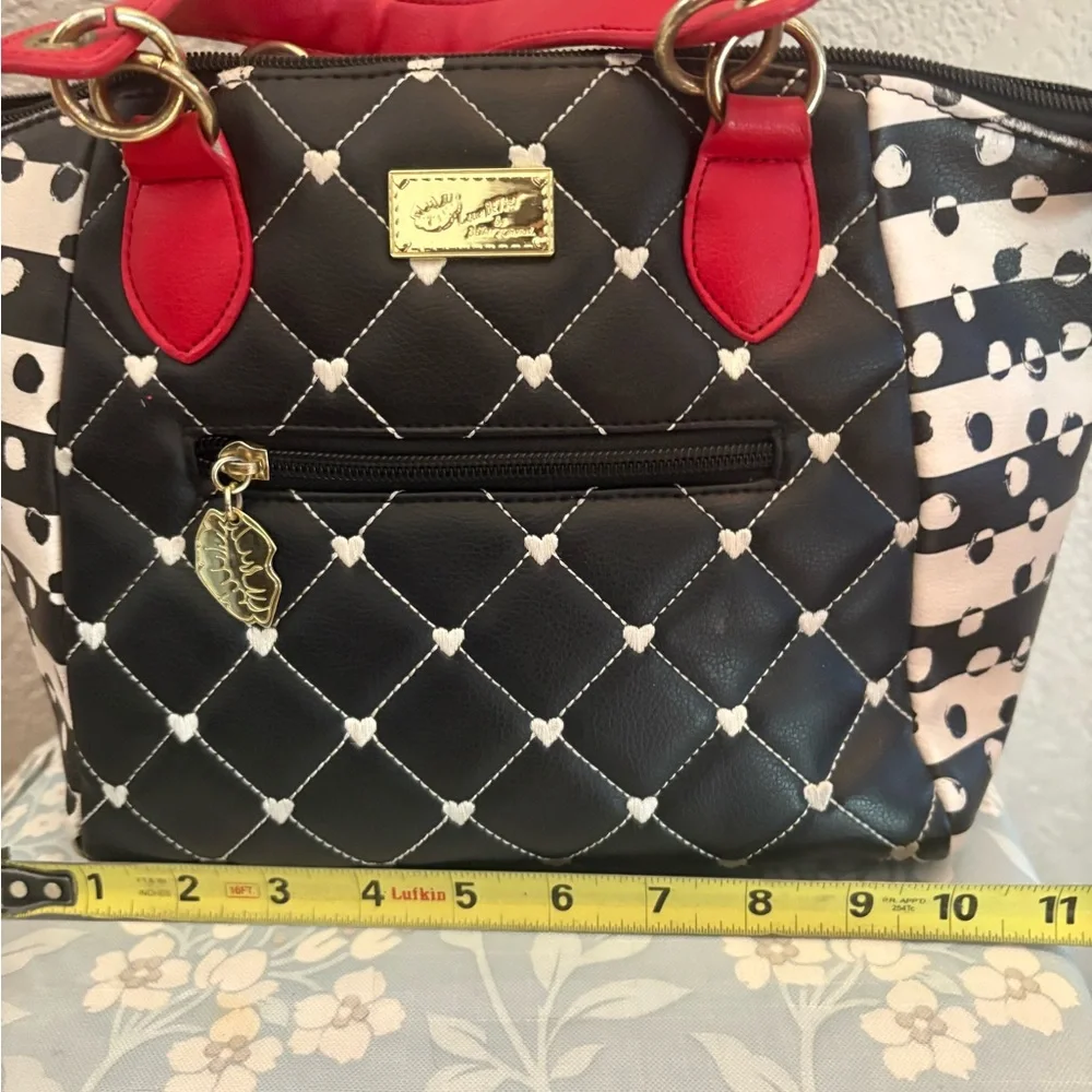 Betsey Johnson Black and Red Quilted Satchel - Picture 8 of 8